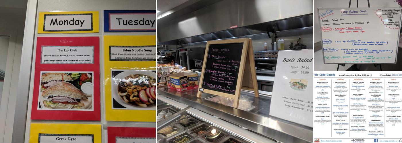 Flir Dining Café Menu