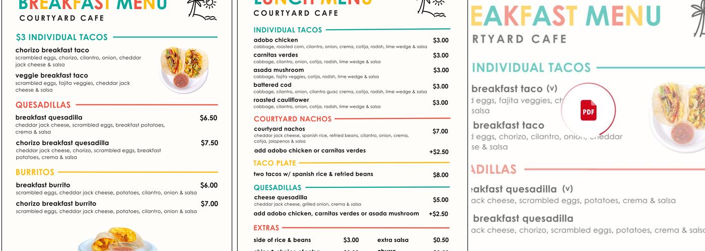 Courtyard Cafe Menu