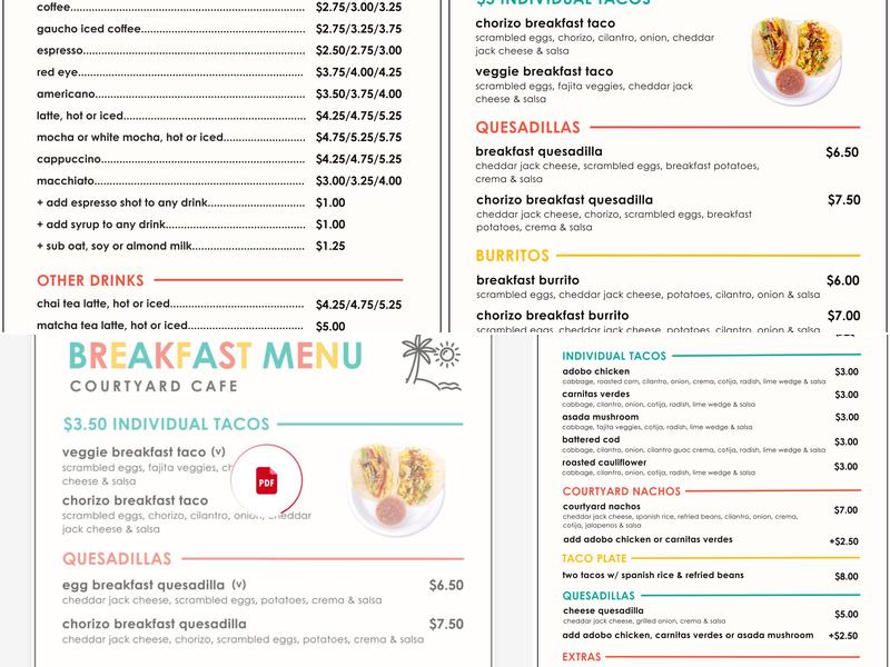 Courtyard Cafe Menu