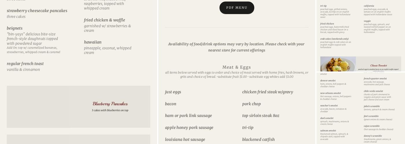 Cajun Kitchen Cafe Menu