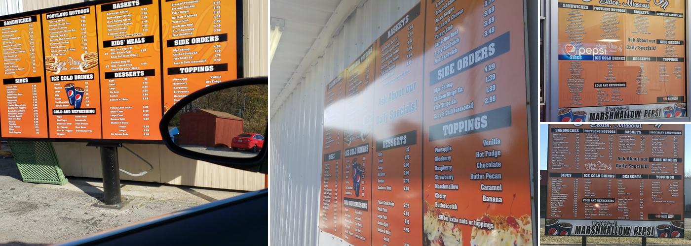 Eldon Drive In Menu