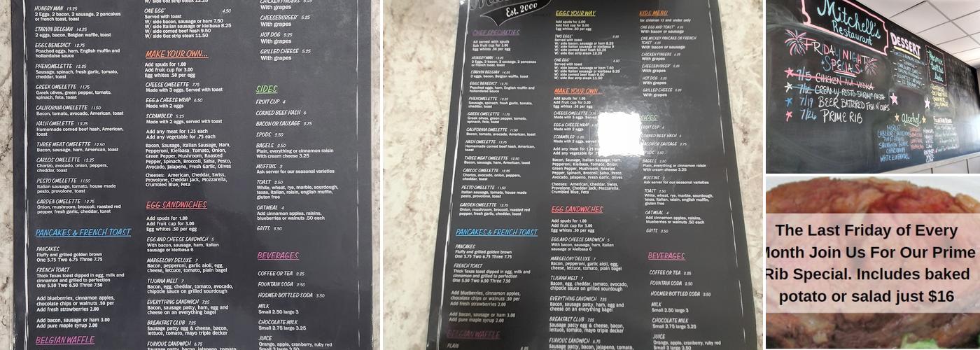 Mitchell's Restaurant Menu