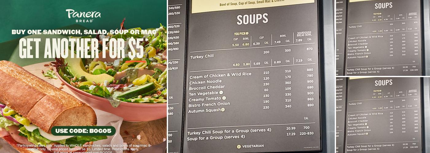Panera Bread Menu