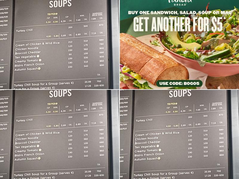 Panera Bread Menu