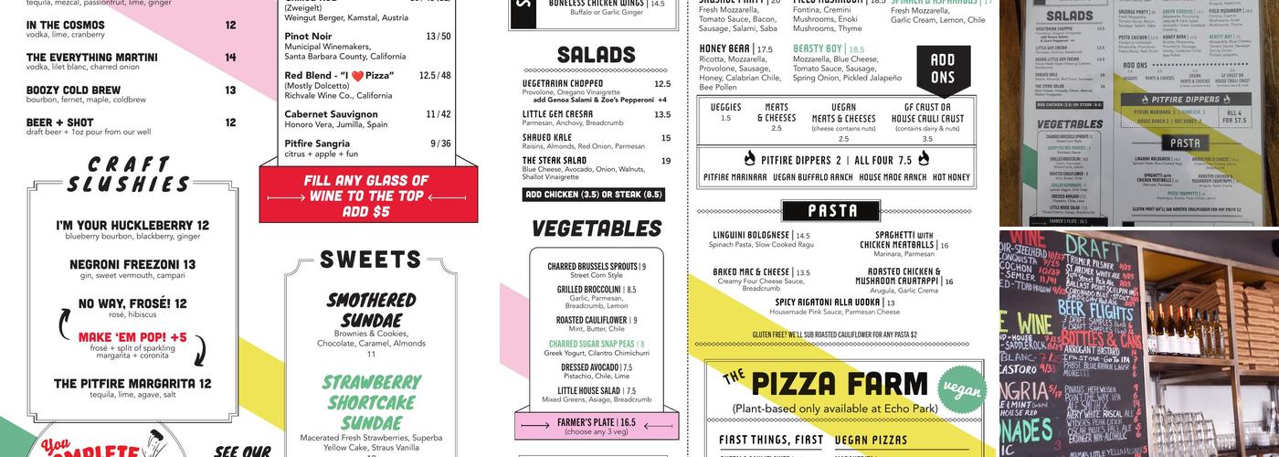 Pitfire Pizza Menu