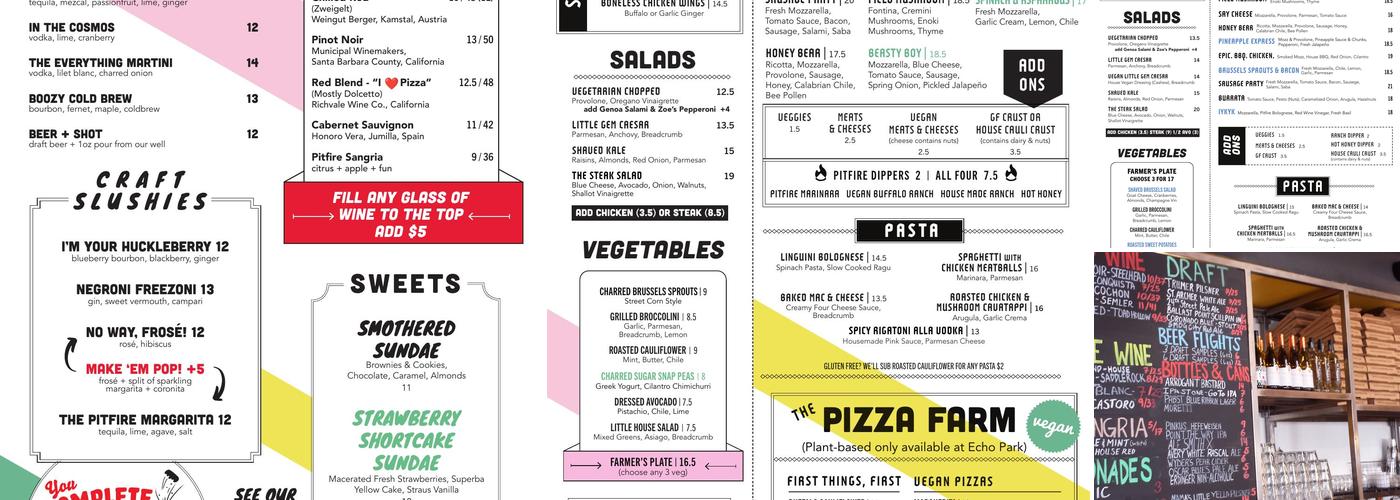Pitfire Pizza Menu