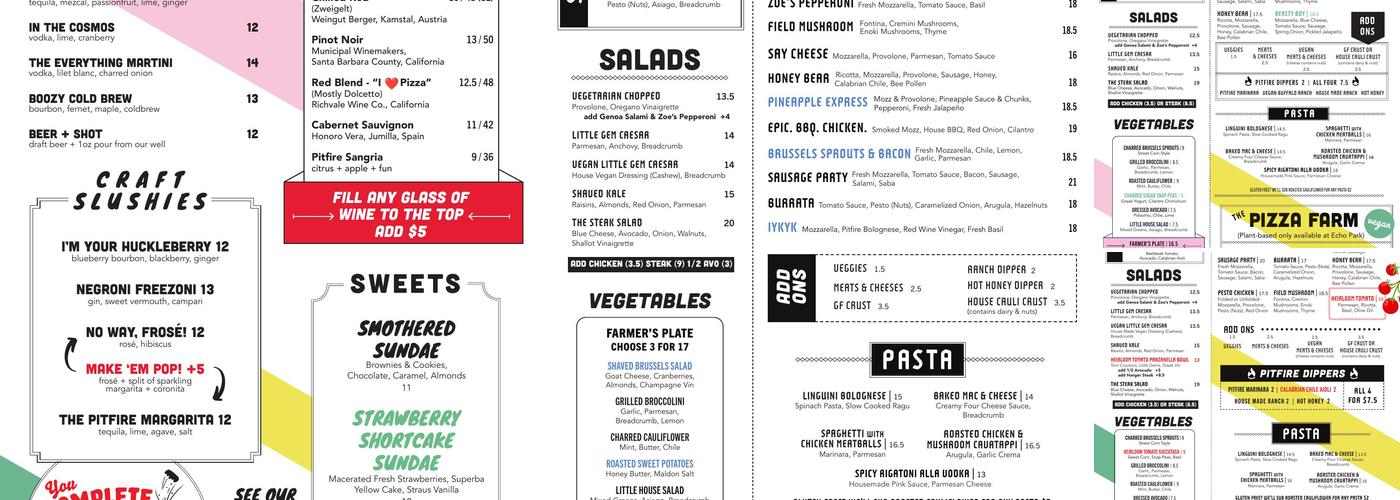 Pitfire Pizza Menu
