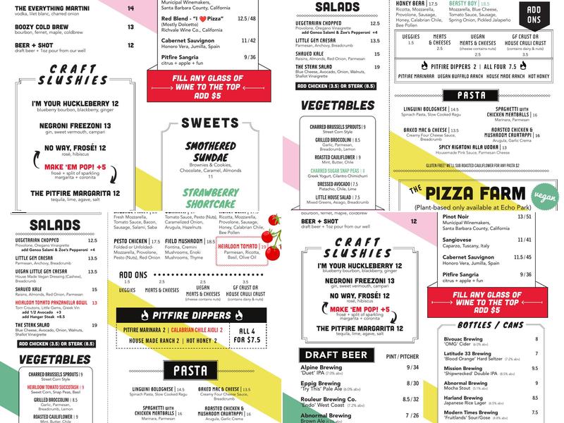 Pitfire Pizza Menu
