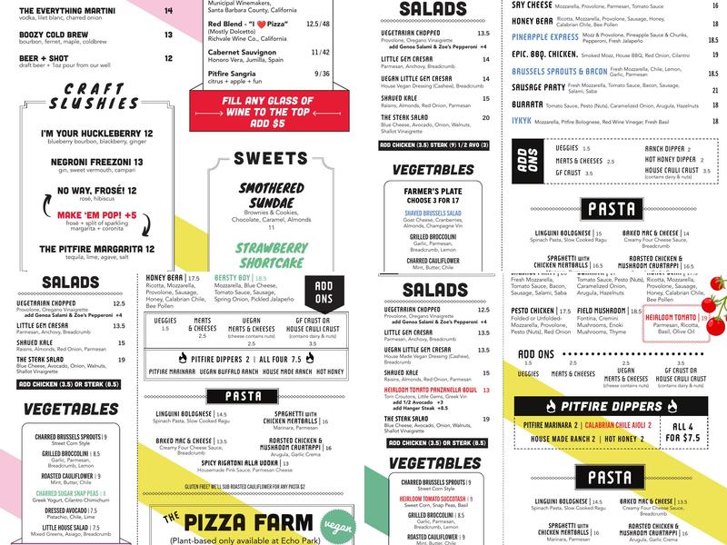 Pitfire Pizza Menu