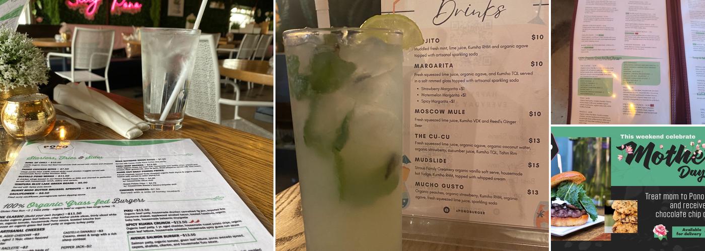 Pono Burger Menu