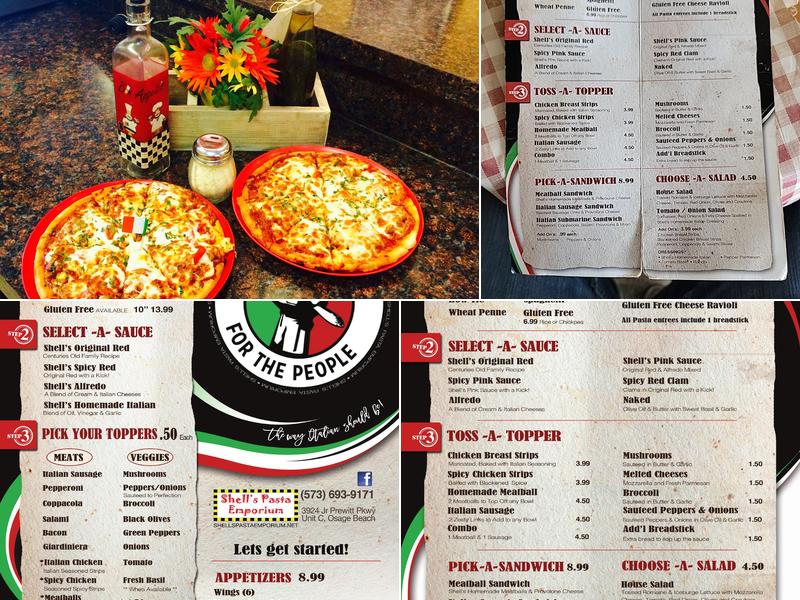 Shell's Pasta Emporium Menu