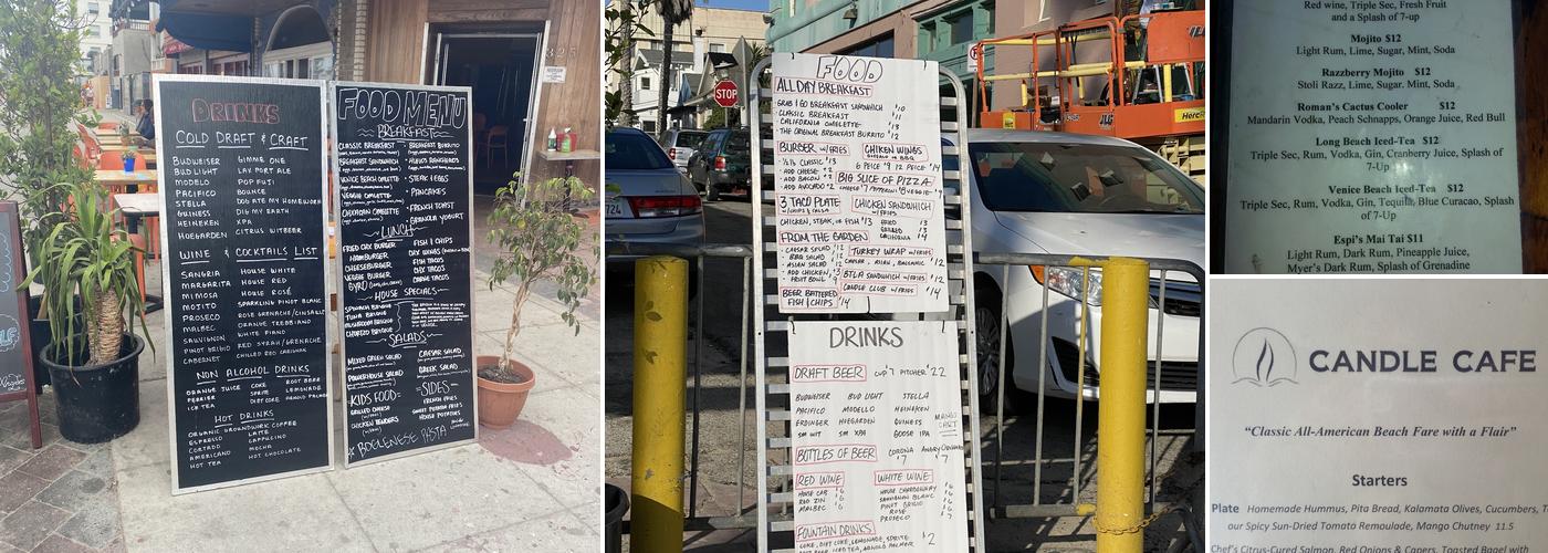 Candle Cafe & Grill Menu