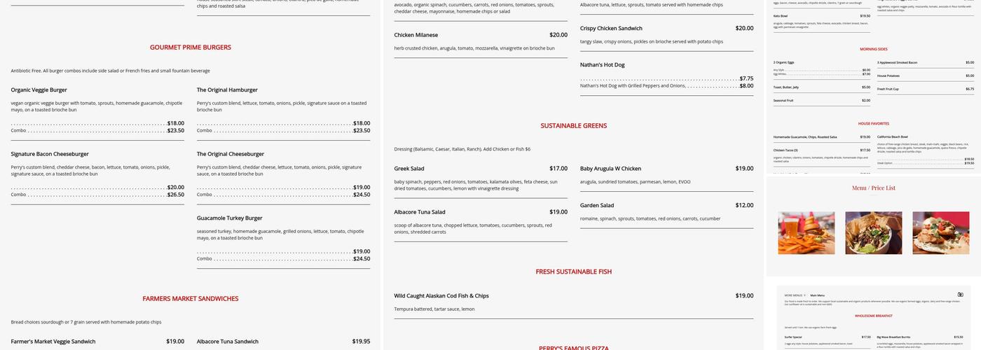 Perry’s Cafe and Beach Rentals - 930 Menu