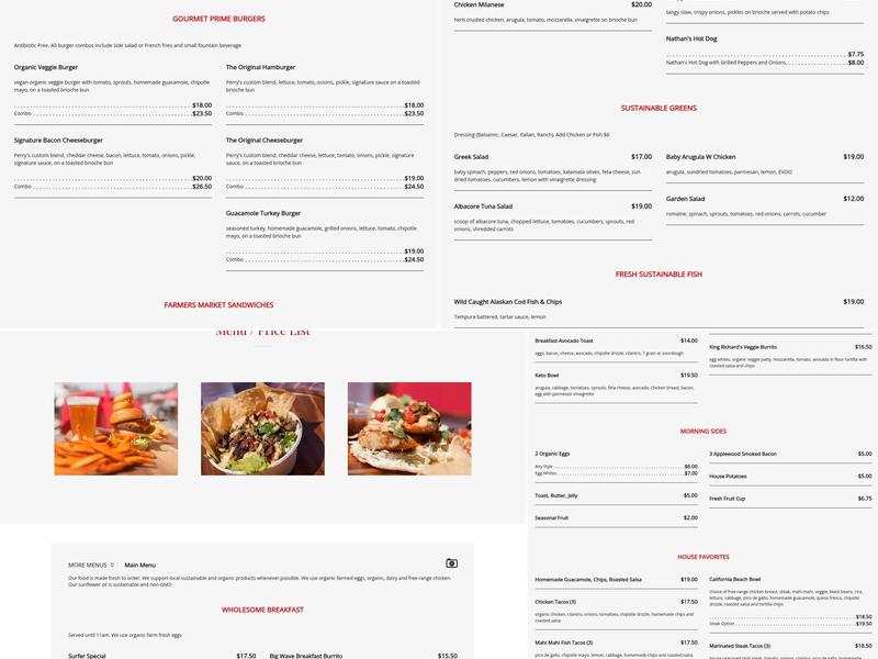 Perry’s Cafe and Beach Rentals - 930 Menu