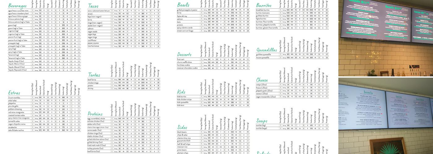 Tocaya Organica Menu