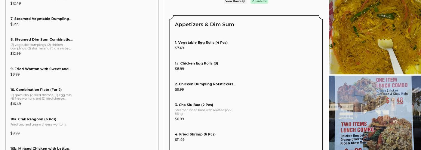 Chef Ming's Kitchen Menu
