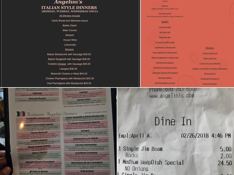 Angelini's Menu