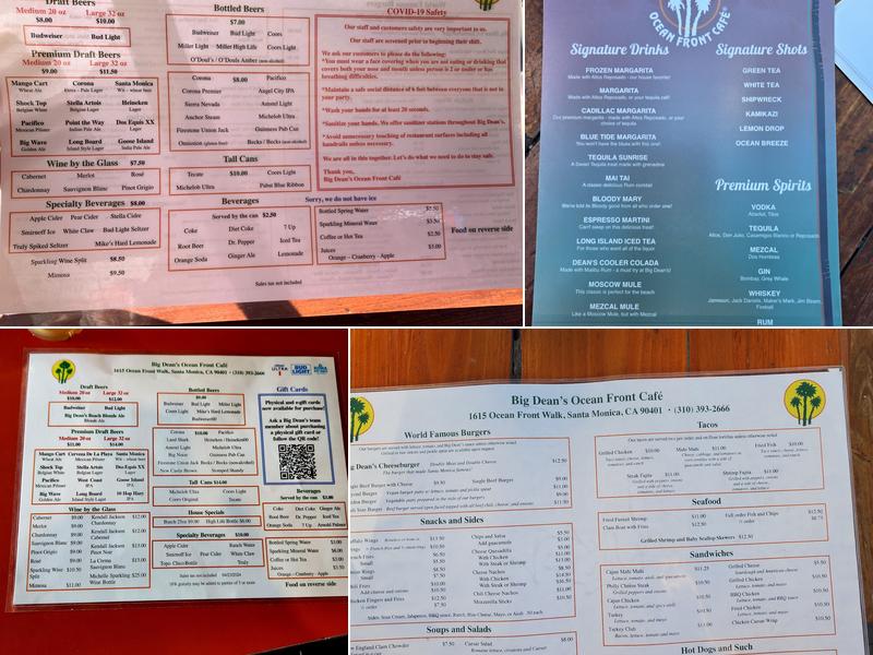 Big Dean's Ocean Front Cafe Menu