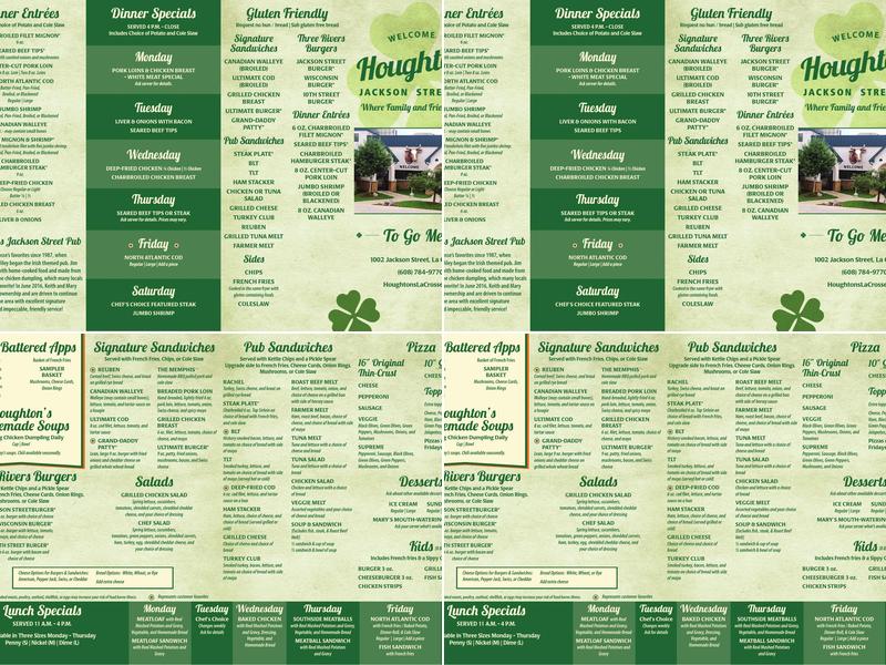 Houghton's Jackson Street Pub Menu