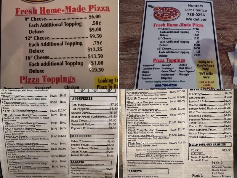 Hunter's Last Chance Bar & Grill Menu