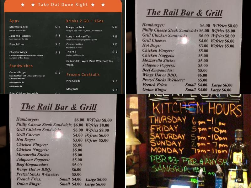 The Rail Bar & Grill Menu