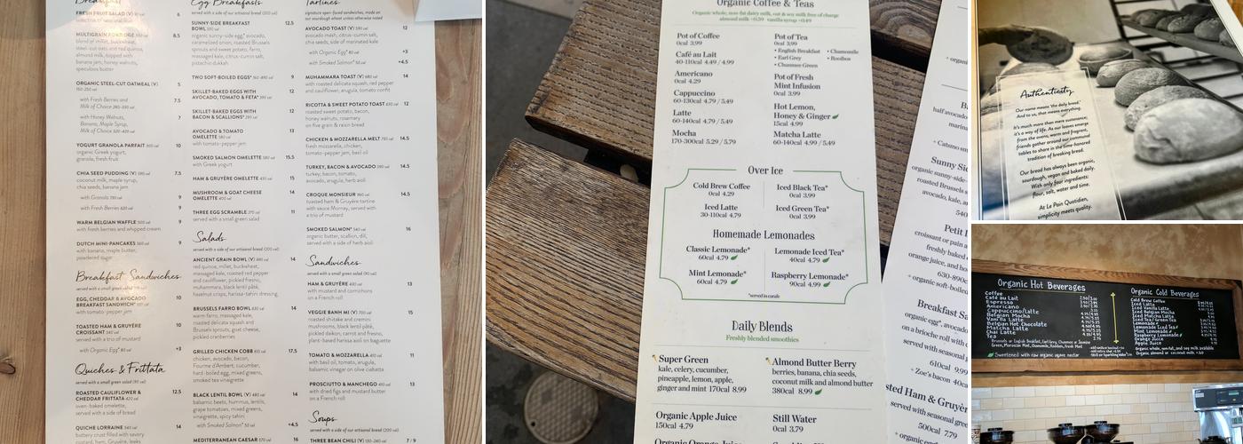 Le Pain Quotidien Menu