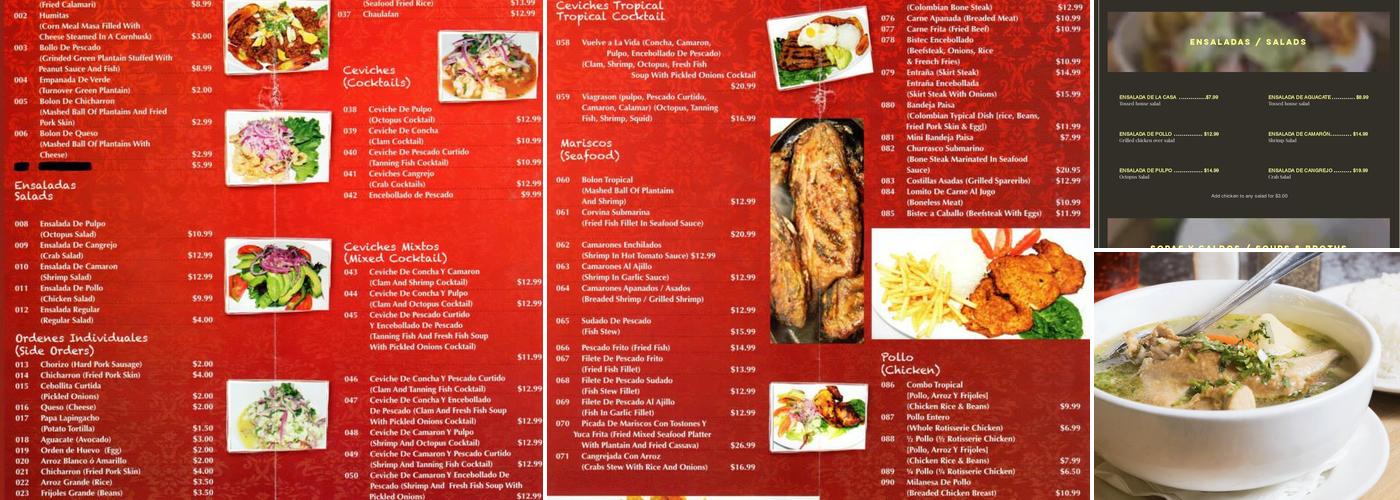 Tropical Restaurant Menu