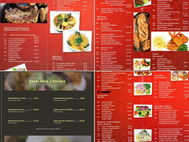 Tropical Restaurant Menu