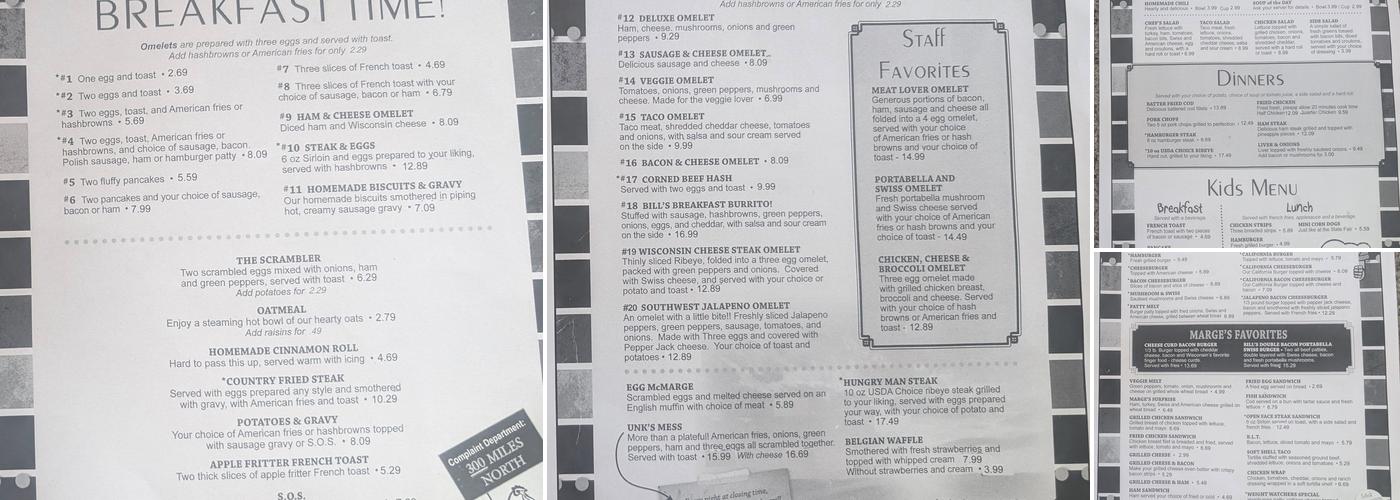 Marge's On Rose Menu