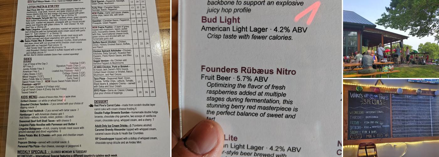 Red Pines Bar & Grill Menu