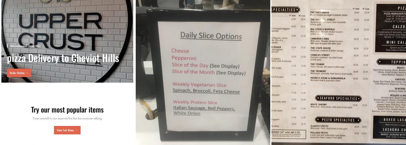 Upper Crust Pizzeria Menu