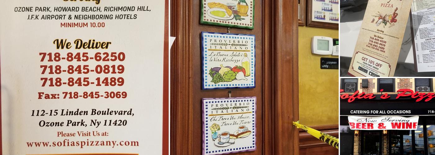 Sofia's Pizza Menu