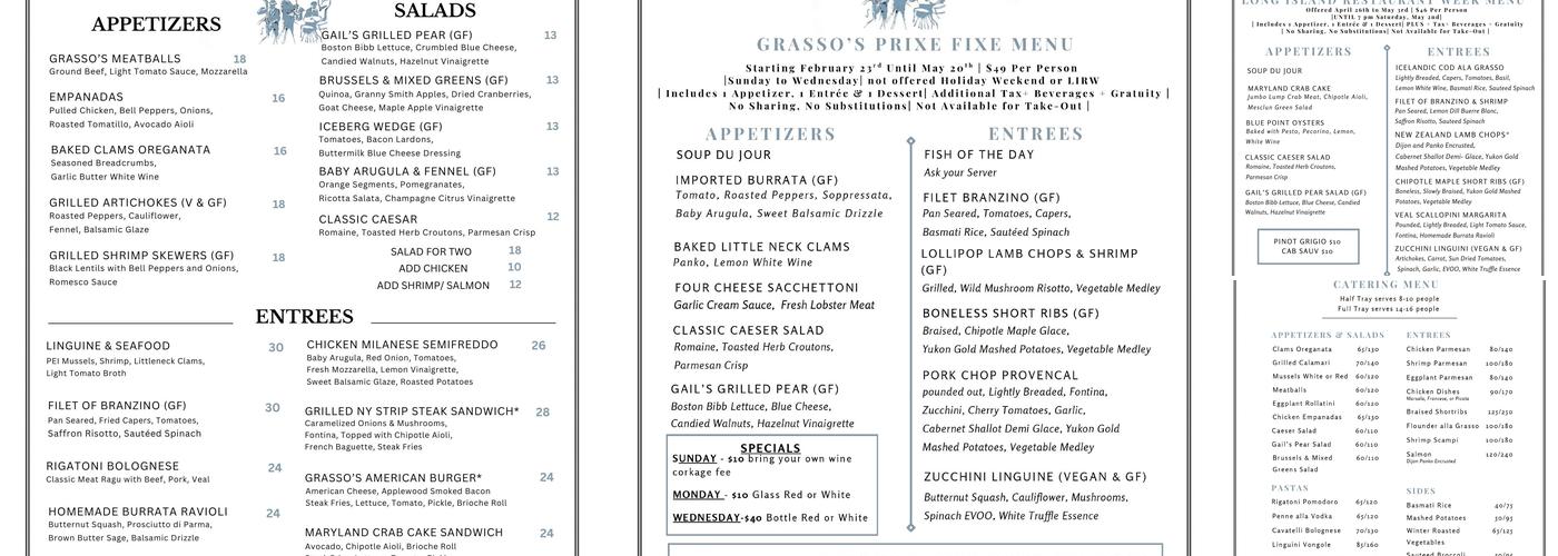 Grasso's Menu