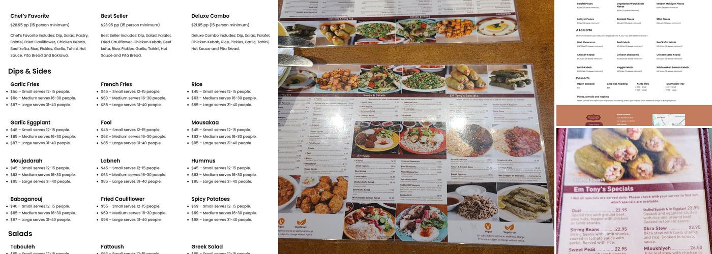 Sunnin Lebanese Cafe Menu