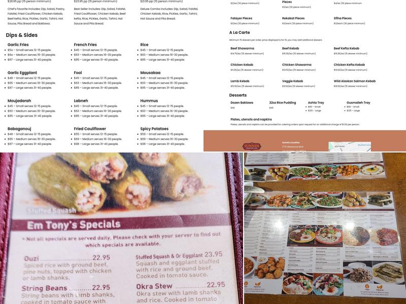 Sunnin Lebanese Cafe Menu