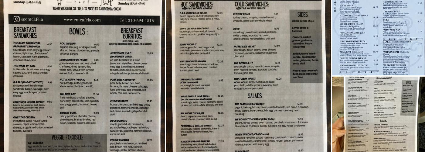 C&M Cafe Menu