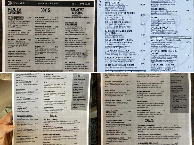 C&M Cafe Menu