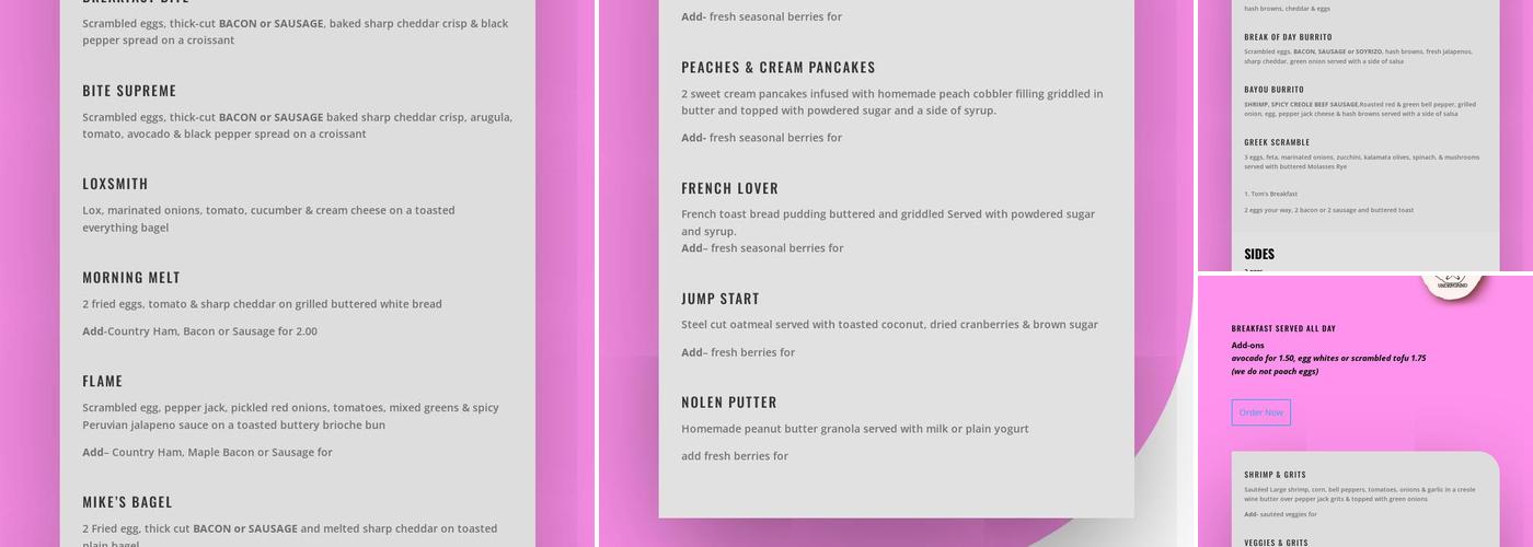 Undergrind Café Menu