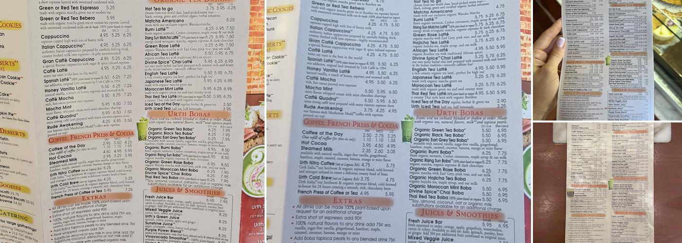 Urth Caffe Beverly Hills Menu