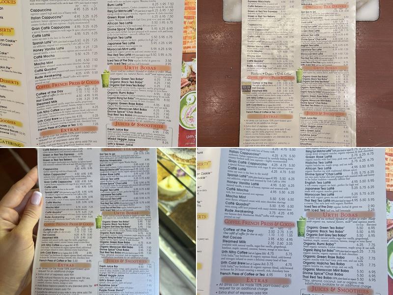 Urth Caffe Beverly Hills Menu