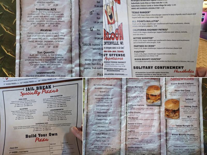 Jailhouse Saloon Menu