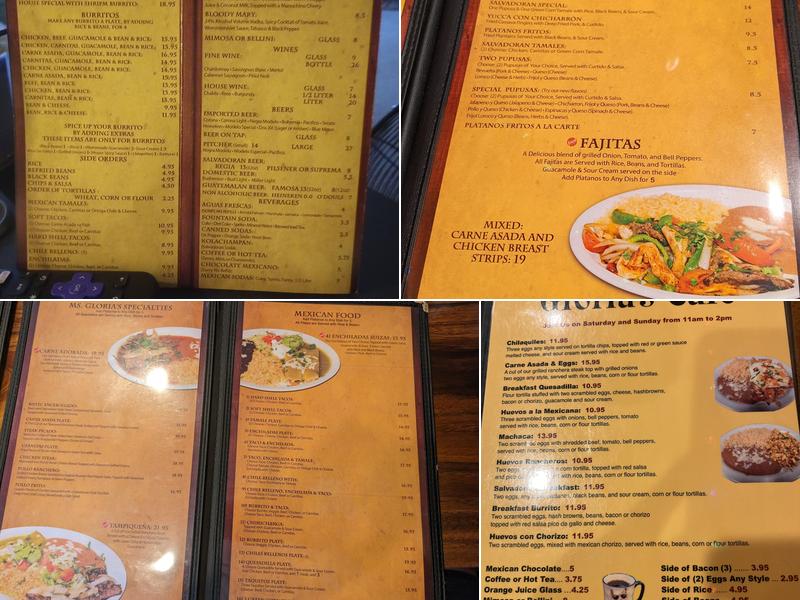 Gloria's Cafe Menu