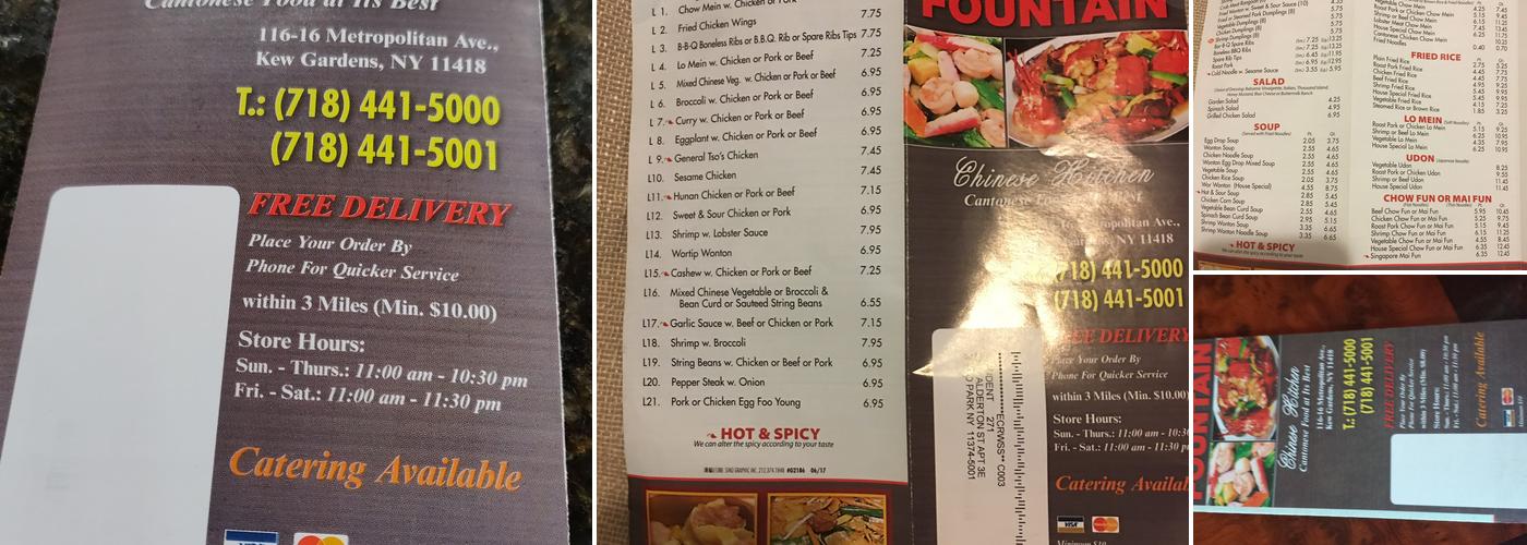 Golden Fountain Kitchen Menu