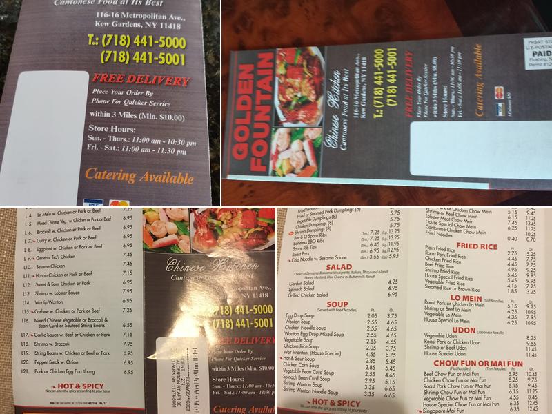 Golden Fountain Kitchen Menu