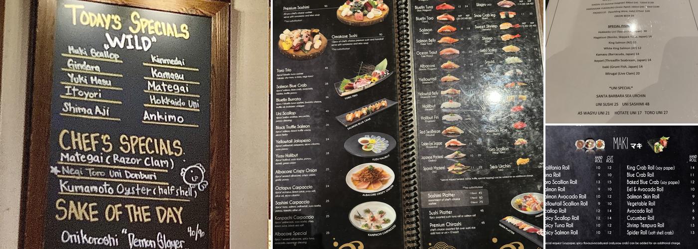 Irori Sushi Menu
