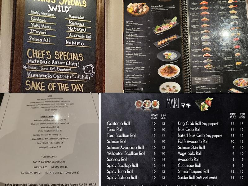 Irori Sushi Menu