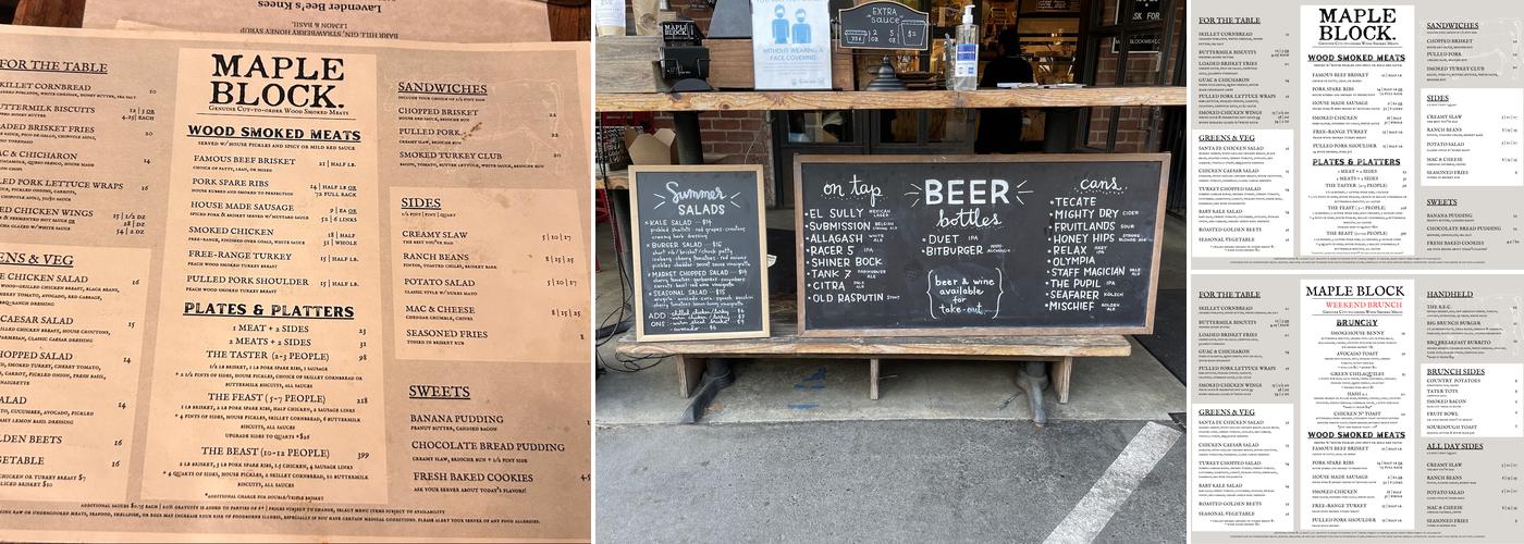 Maple Block Meat Co. Menu