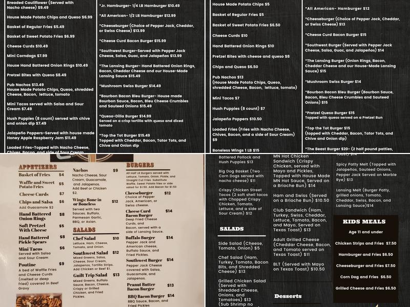 Lansing Corners Bar and Grill Menu