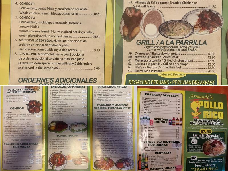 Armando's Pollo Rico Menu