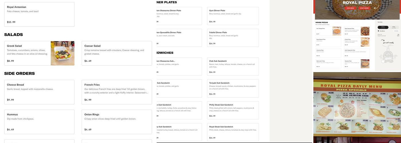 Royal Pizza Menu
